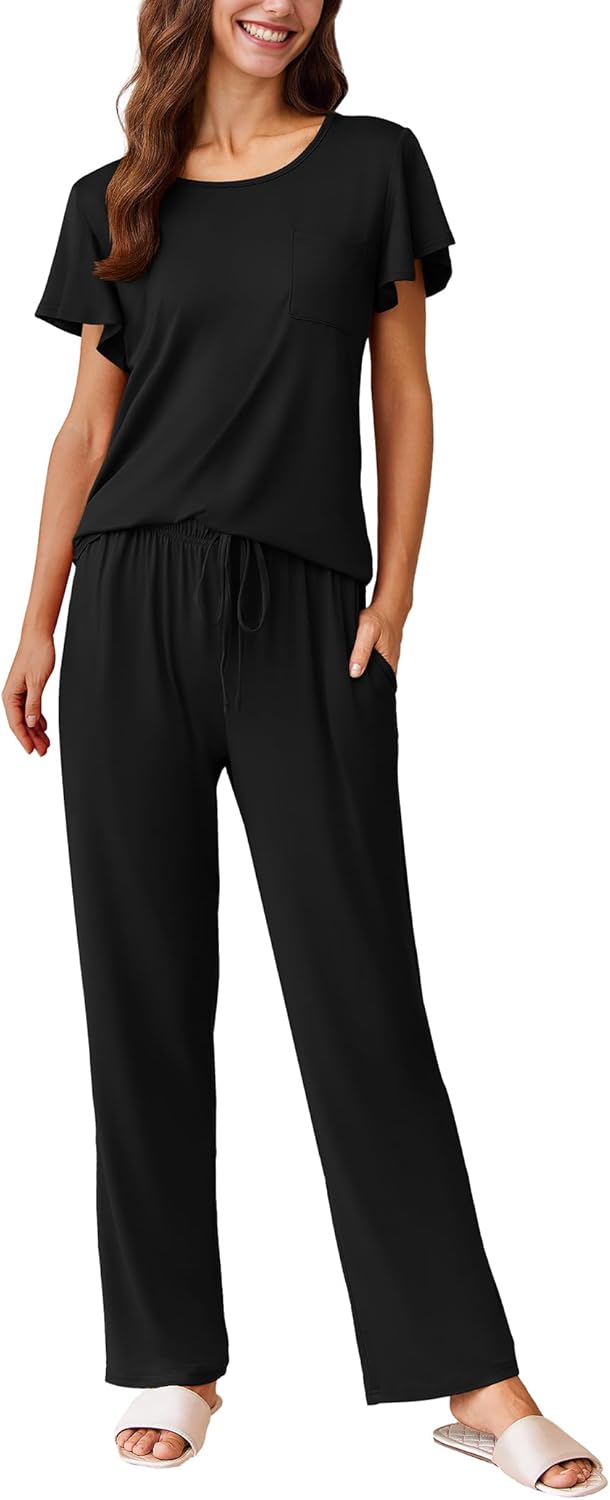 Women's Soft Printed Pajama Set with Pockets - 2 Pack