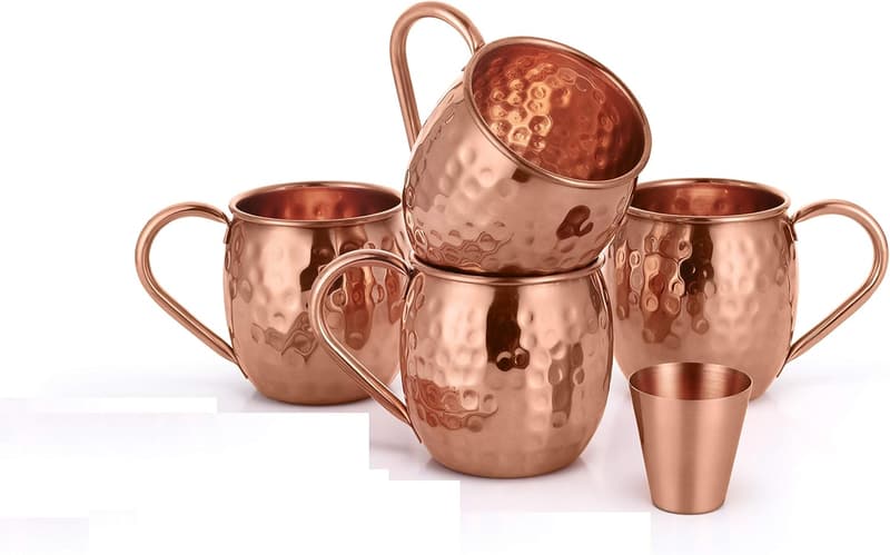 Handcrafted Copper Moscow Mule Mugs Set – 4 Elegant 16 oz.