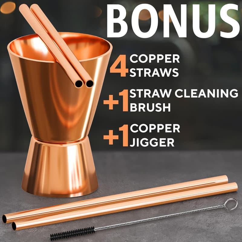 Handcrafted Copper Mugs Set - 16 oz - Ideal Christmas Gift