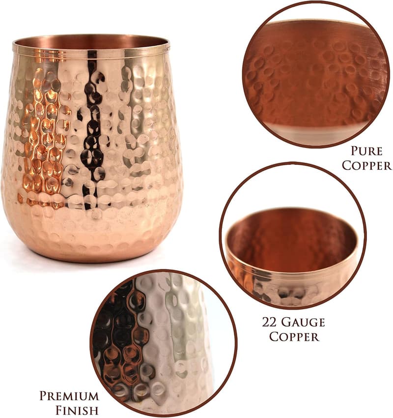 Moscow Mule Copper Wine Glasses Set of 4 - 16 oz Gift Set