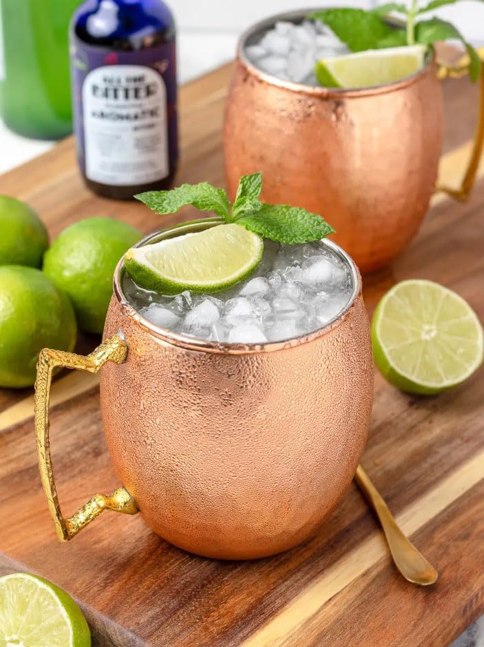 Hammered Copper Moscow Mule Mugs Set of 4 with Stainless Steel Lining