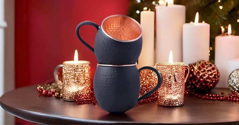 Anniversary Gift: Set of 2 Black Matte Copper Moscow Mule Mugs
