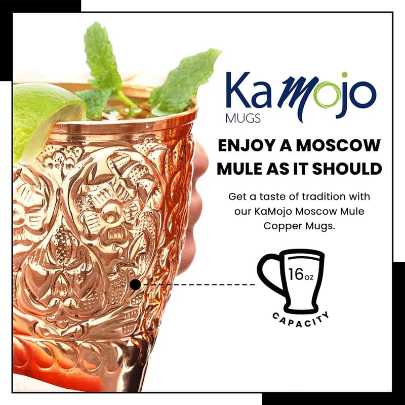 Handcrafted Moscow Mule Copper Mugs Set of 4 with Straws