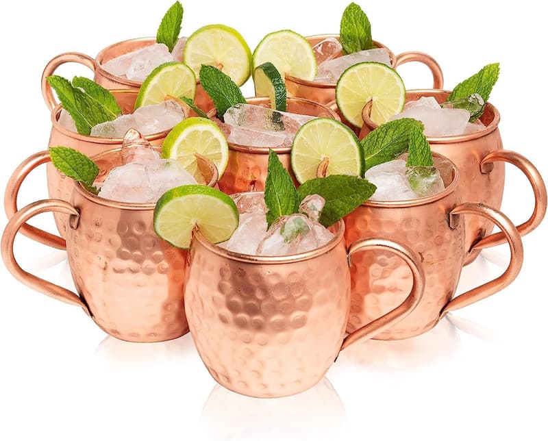 Hammered Copper Moscow Mule Mugs - 18 oz, Set of 12