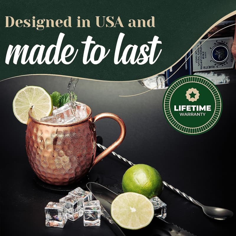 Hammered Copper Moscow Mule Mugs - 18 oz, Set of 12