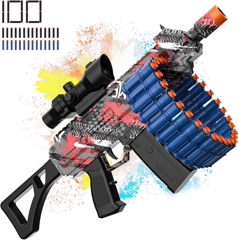 Outdoor Shooting Toy with 100 Foam Darts for Kids