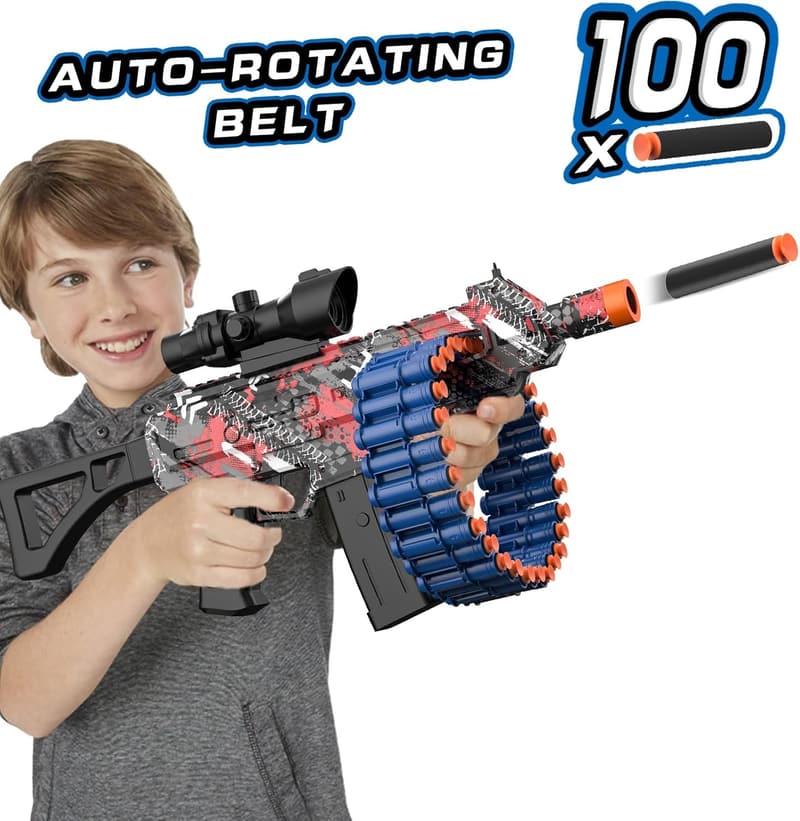 Outdoor Shooting Toy with 100 Foam Darts for Kids