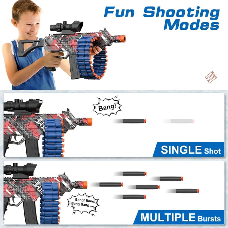 Outdoor Shooting Toy with 100 Foam Darts for Kids
