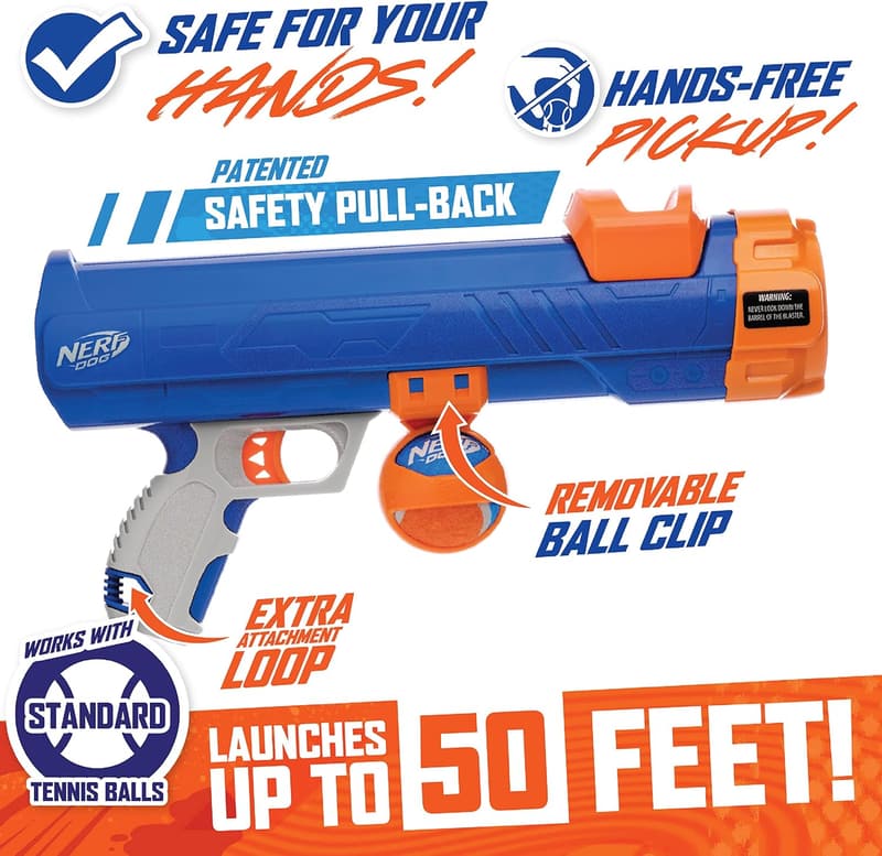 Nerf Dog 16-Inch Tennis Ball Blaster Toy with 1 Ball