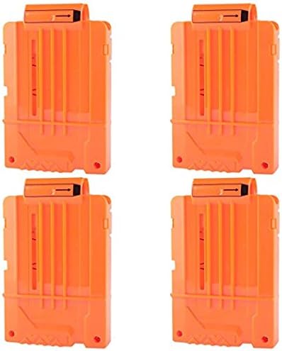 Nerf Toy Dart Gun Magazine Clips - 4 Soft Bullet Holders (Orange)