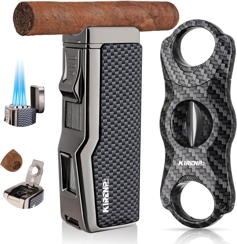 Birthday Cigar Lighter Set with Cutter, Punch & Holder