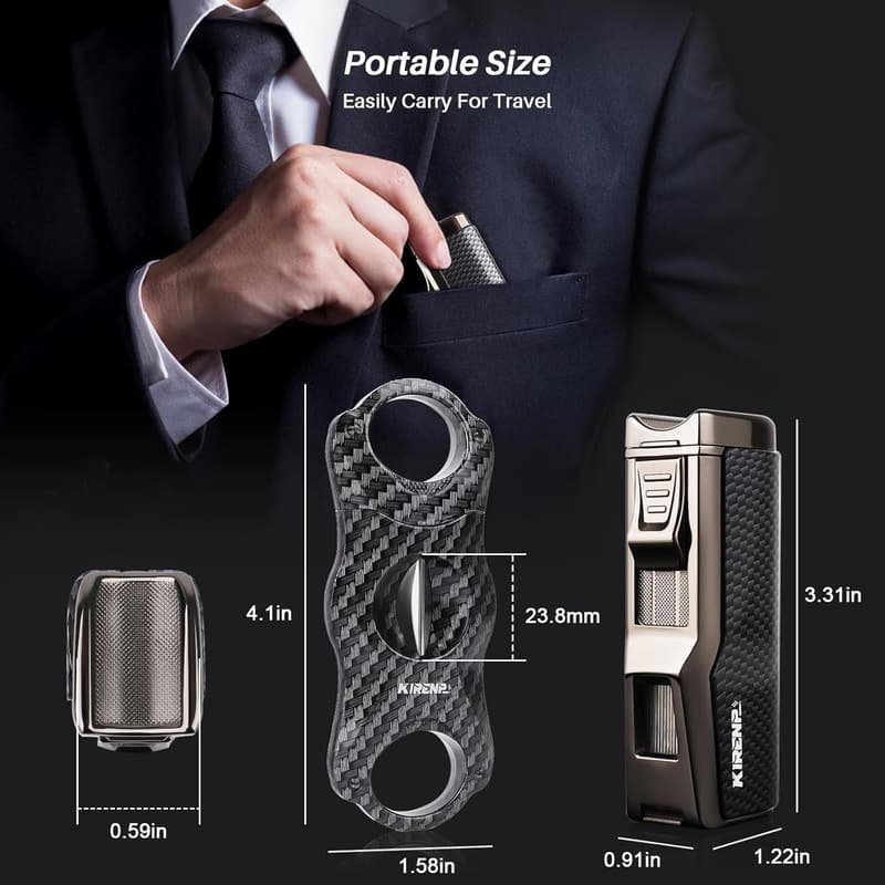 Birthday Cigar Lighter Set with Cutter, Punch & Holder