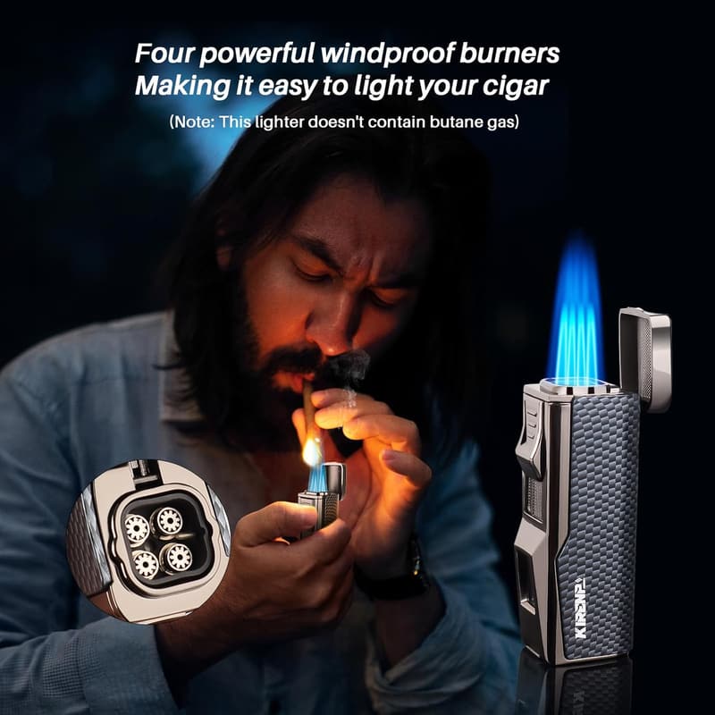 Birthday Cigar Lighter Set with Cutter, Punch & Holder