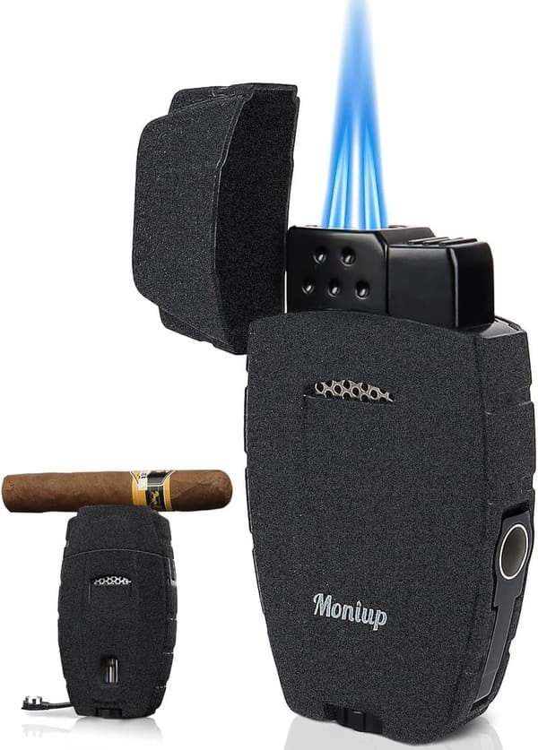 Birthday Gift: Adjustable Jet Dual-Flame Cigar Lighter with Punch