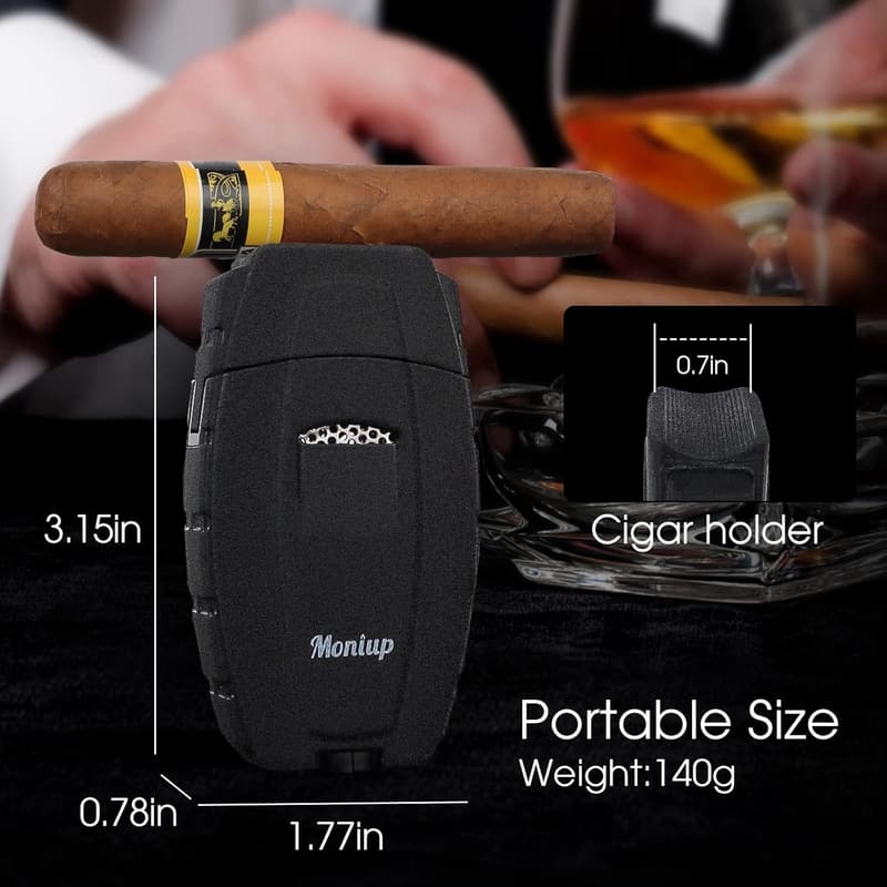 Birthday Gift: Adjustable Jet Dual-Flame Cigar Lighter with Punch