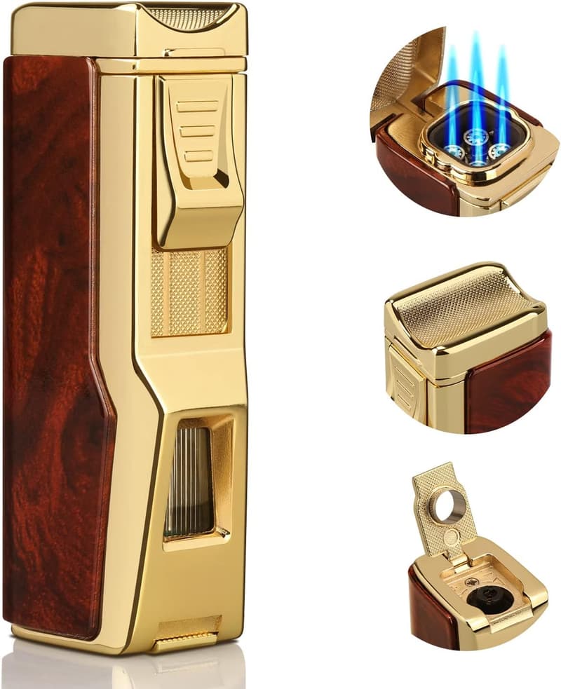 Mahogany 4 Jet Flame Butane Torch Lighter - Gift for All