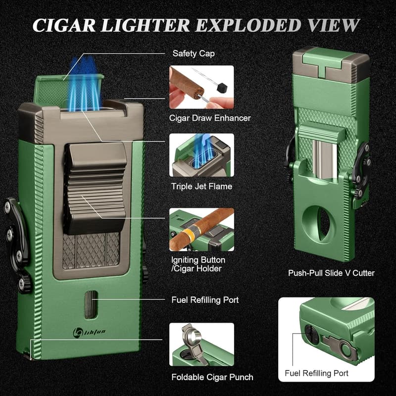 Multifunctional Cigar Gift Set with Torch Lighter & Cutter