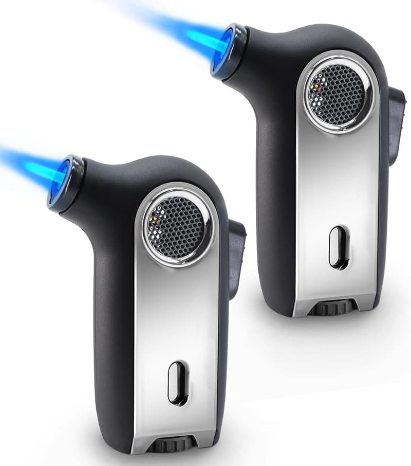 Butane Refillable Torch Lighters for Camping and BBQ - 2 Pack