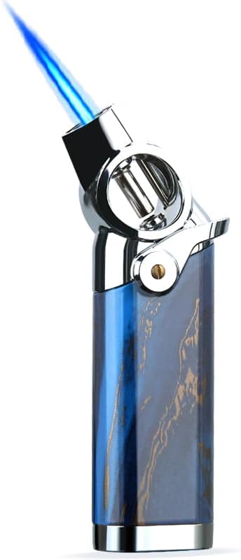 Windproof Refillable Butane Torch Lighter for Men - BBQ & Camping (Blue)