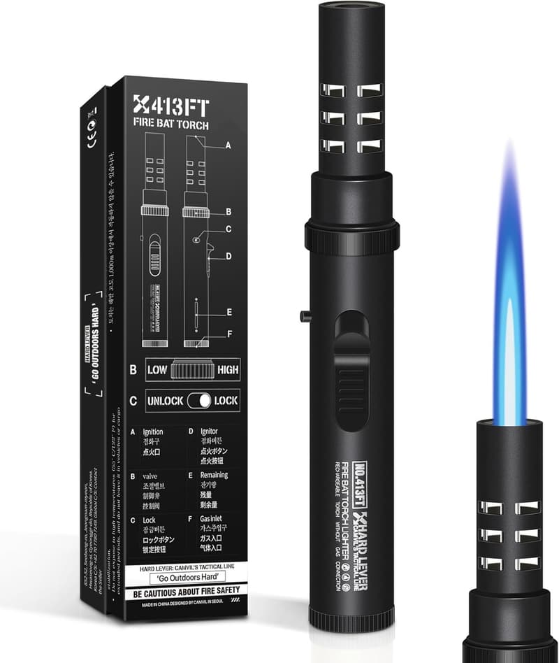 Windproof Camping Torch Lighter with Adjustable Flame