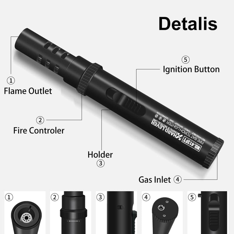 Windproof Camping Torch Lighter with Adjustable Flame