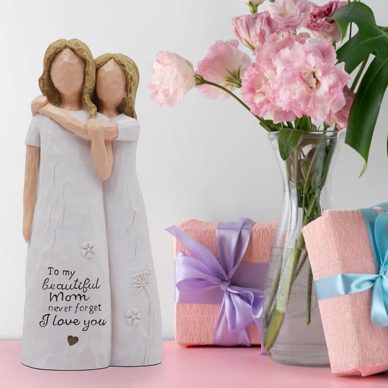 Daughter's Birthday Gift - Hand-Painted Mother-Daughter Figurine