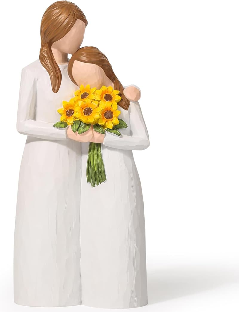 Hand-Painted Sunflower Mother-Daughter Figurine Gift