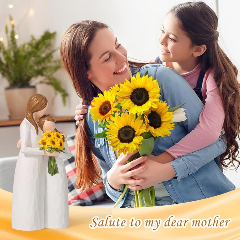 Hand-Painted Sunflower Mother-Daughter Figurine Gift