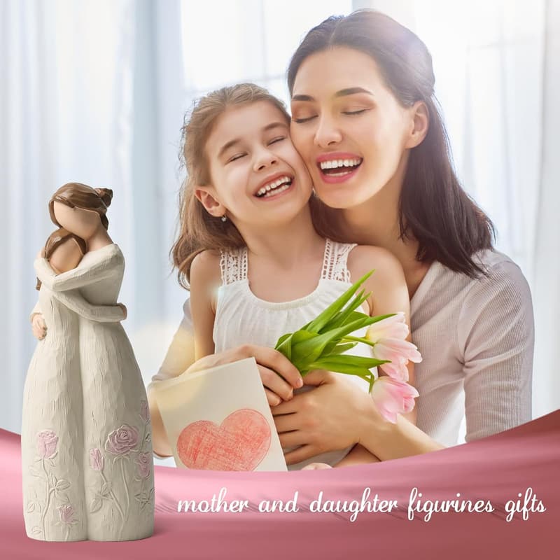 Hand Painted Mother-Daughter Figurine Gift for Mom