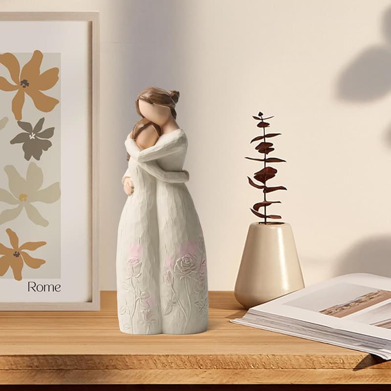 Hand Painted Mother-Daughter Figurine Gift for Mom