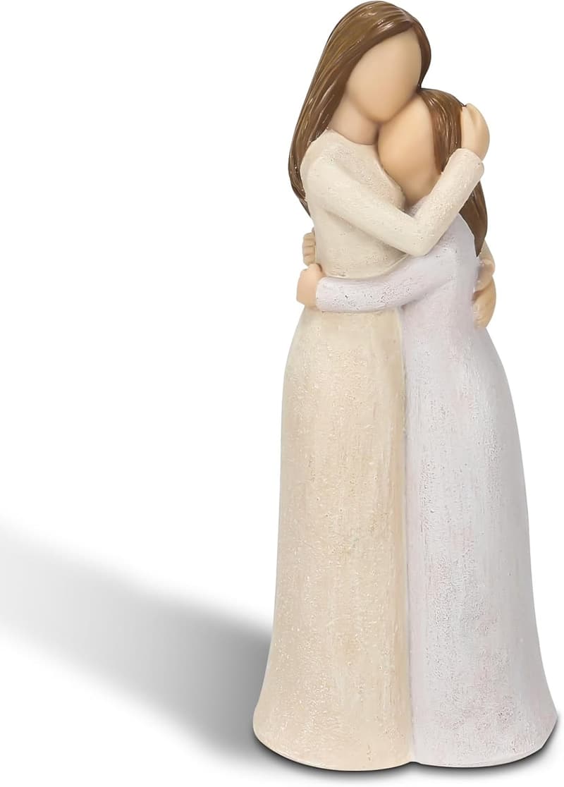 Mother-Daughter Hand-Painted Resin Figurine for Home Decor