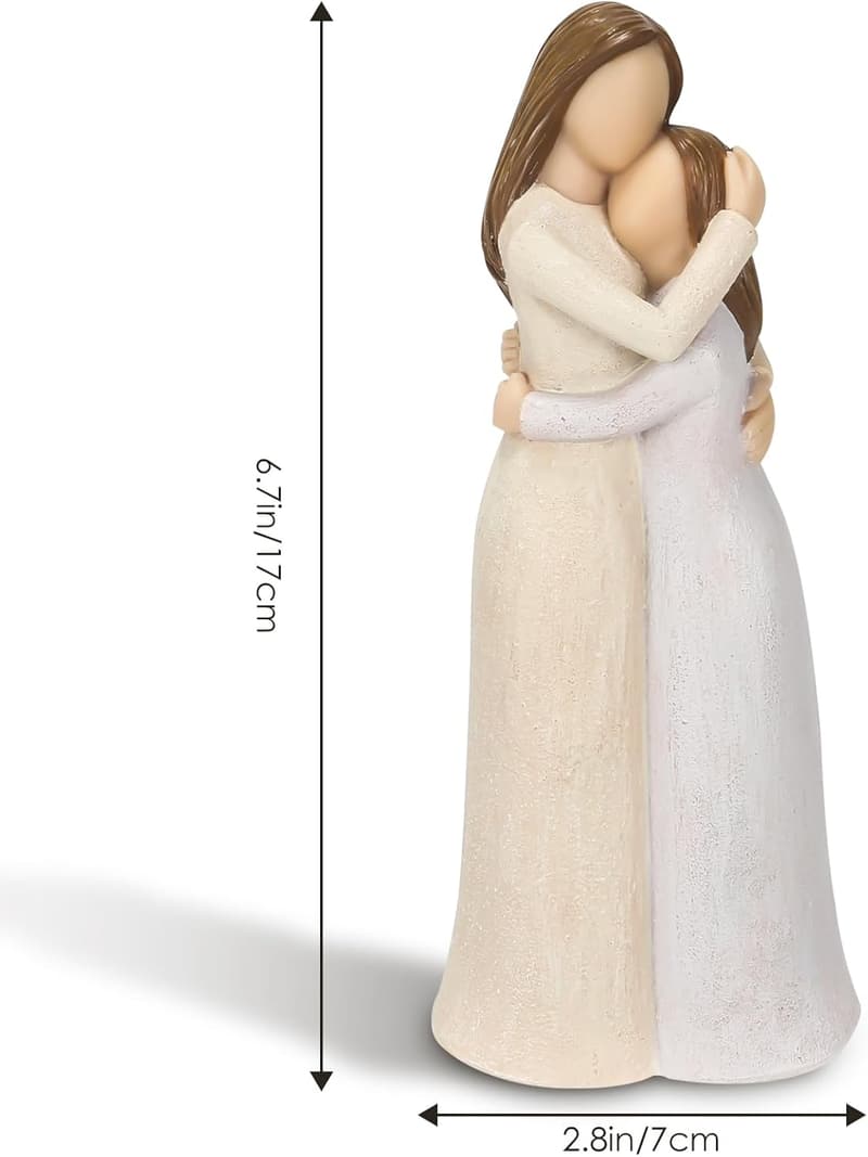 Mother-Daughter Hand-Painted Resin Figurine for Home Decor