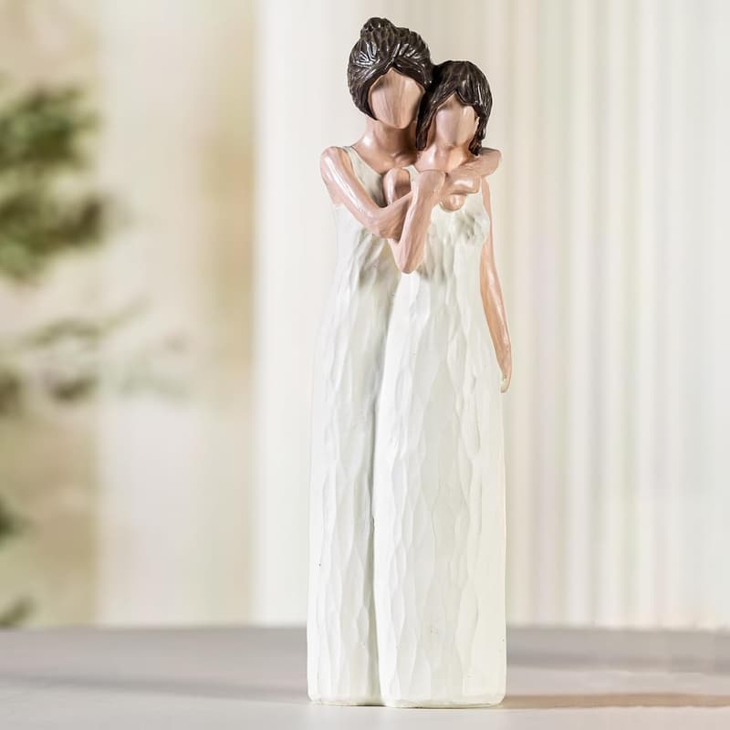 Mother-Daughter Hugging Figurine - 10.6