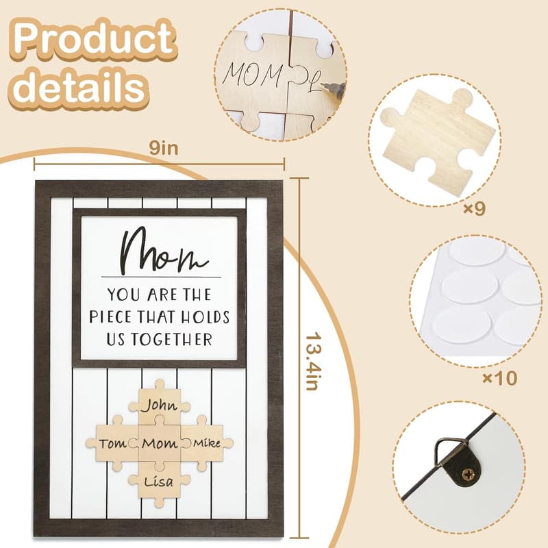 Mother's Day Personalized Name Puzzle Wall Art Decor