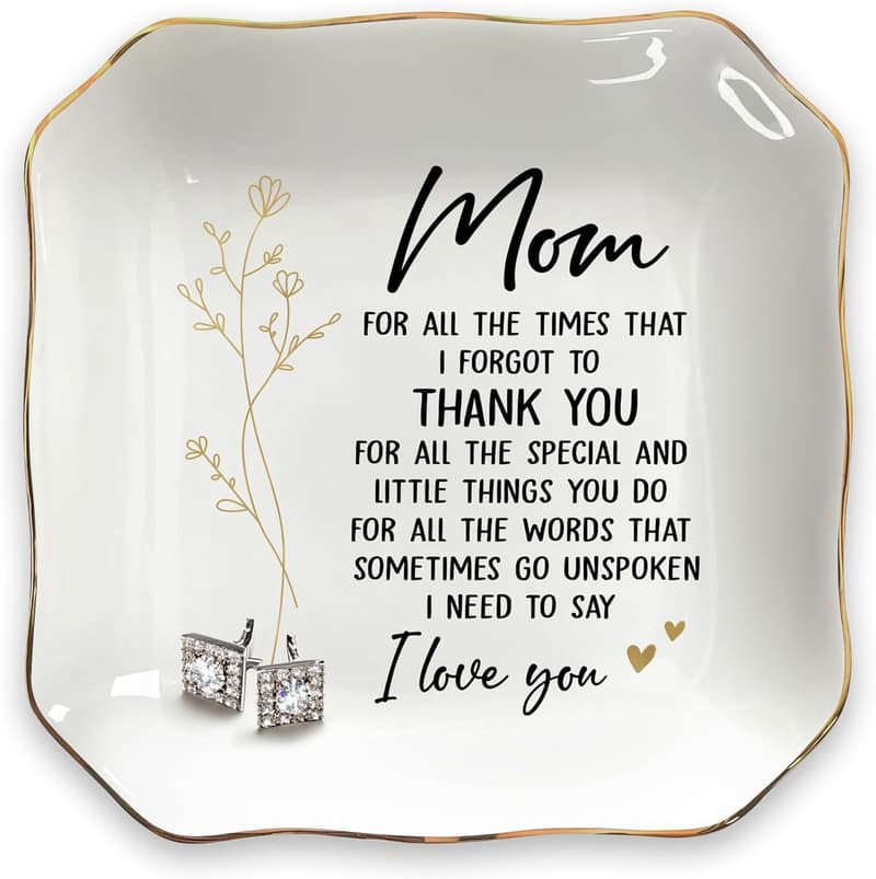 Mother's Day Ceramic Jewelry Dish - Gift for Mom