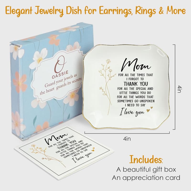 Mother's Day Ceramic Jewelry Dish - Gift for Mom