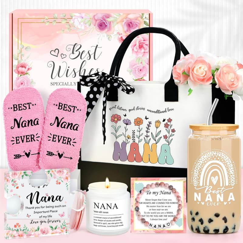 Birthday Gifts for Nana - Tote Bag, Bracelet, Candle & More