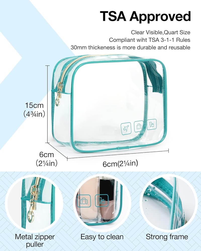 Travel Makeup Organizer with TSA-Approved Clear Bag - Large Blue