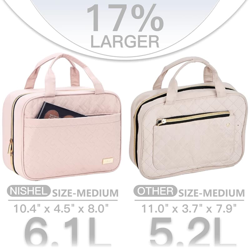 Portable Hanging Toiletry Bag for Women - Pink Travel Organizer
