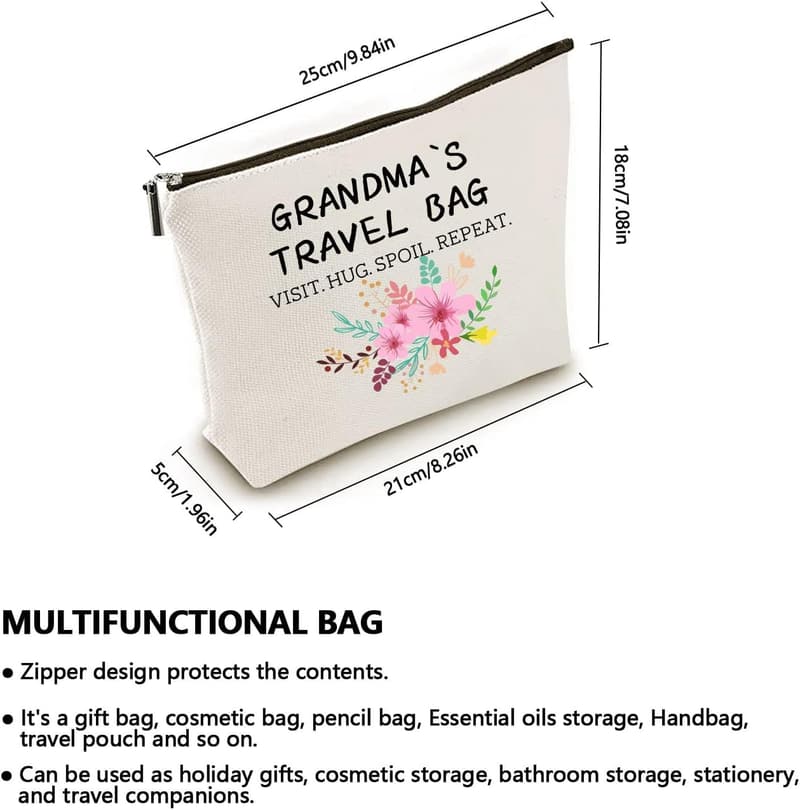 Grandma Travel Makeup Bag - Perfect Gift from Granddaughter/Grandson