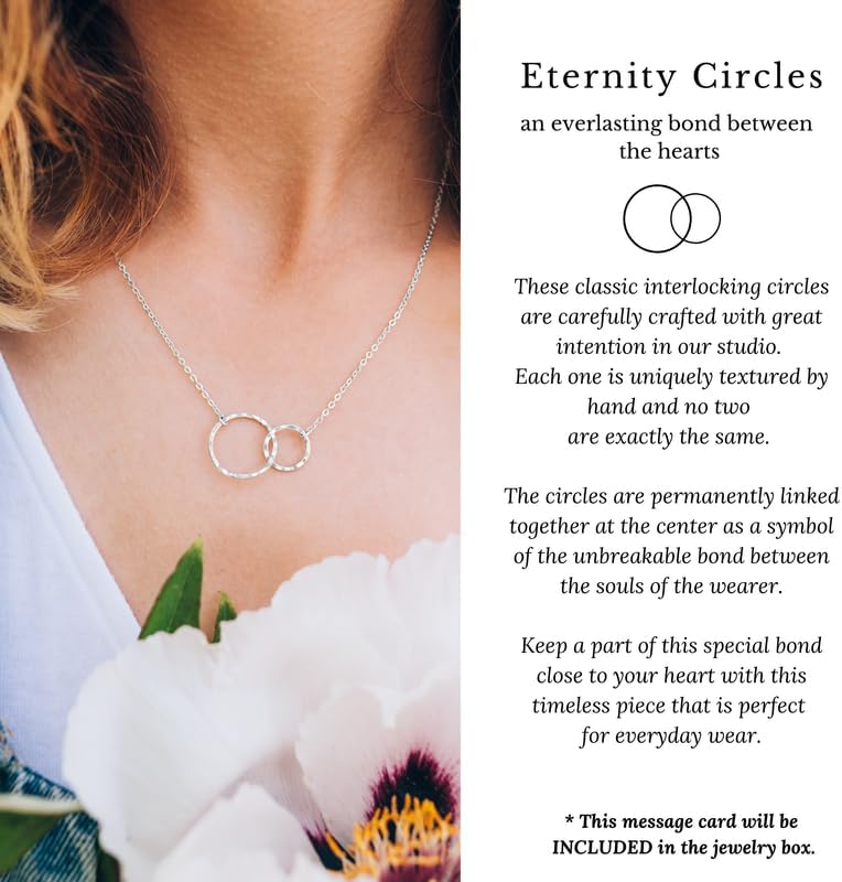 Sister Necklace with Interlocking Rings in 14k Gold Plated Silver