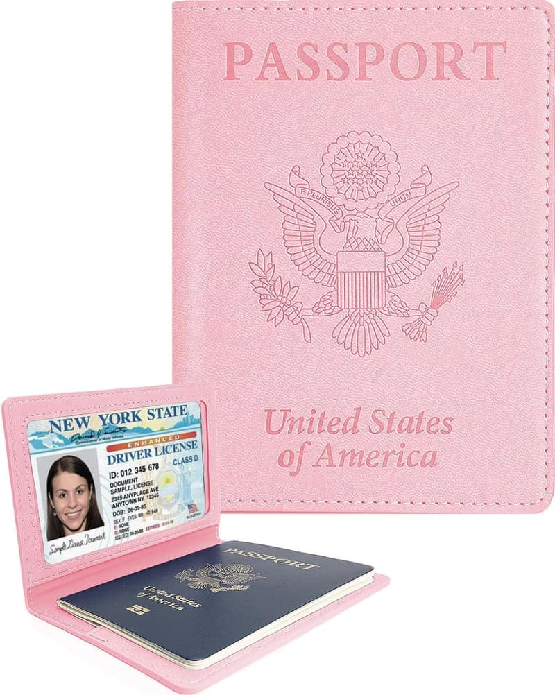 Pink Leather Passport Holder Case for Travel - Essential Accessory