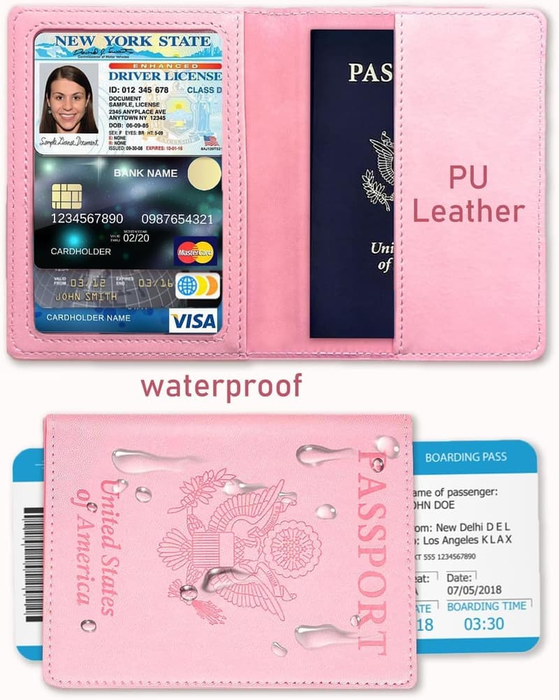 Pink Leather Passport Holder Case for Travel - Essential Accessory