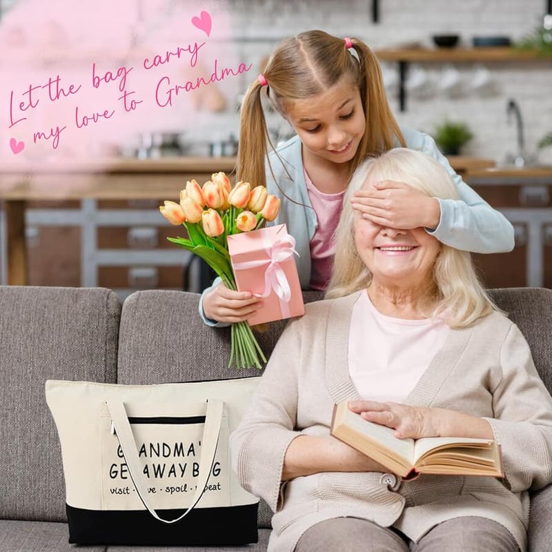 Grandma Birthday Canvas Tote Bag for Shopping & Travel