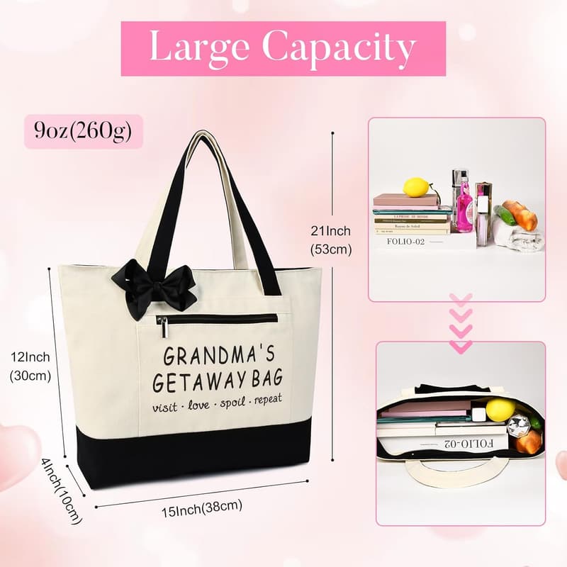 Grandma Birthday Canvas Tote Bag for Shopping & Travel