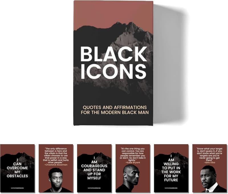Motivational Affirmation Cards for Men - 50 Quotes from Influential Black Leaders