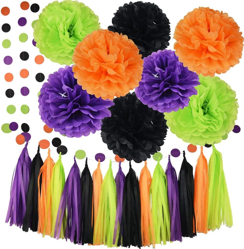 Halloween Trunk or Treat Car Decoration Kit - Hocus Pocus Colorful Pom Poms