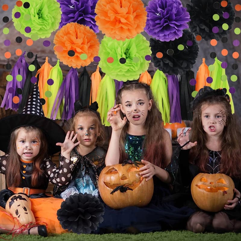 Halloween Trunk or Treat Car Decoration Kit - Hocus Pocus Colorful Pom Poms