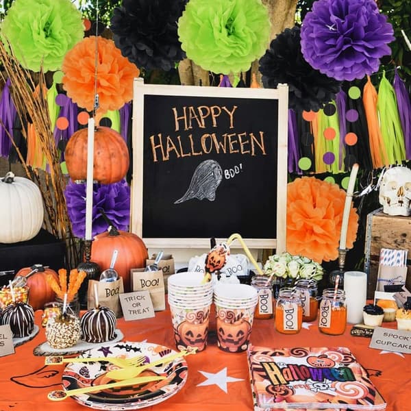 Halloween Trunk or Treat Car Decoration Kit - Hocus Pocus Colorful Pom Poms