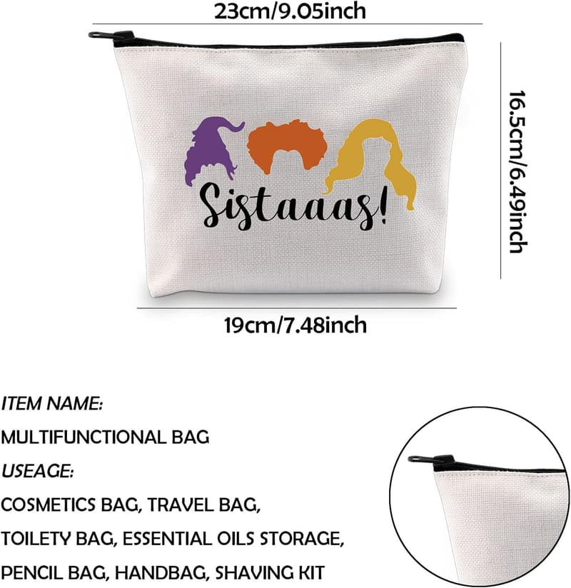 Sanderson Sisters Inspired Makeup Bag Zipper Pouch